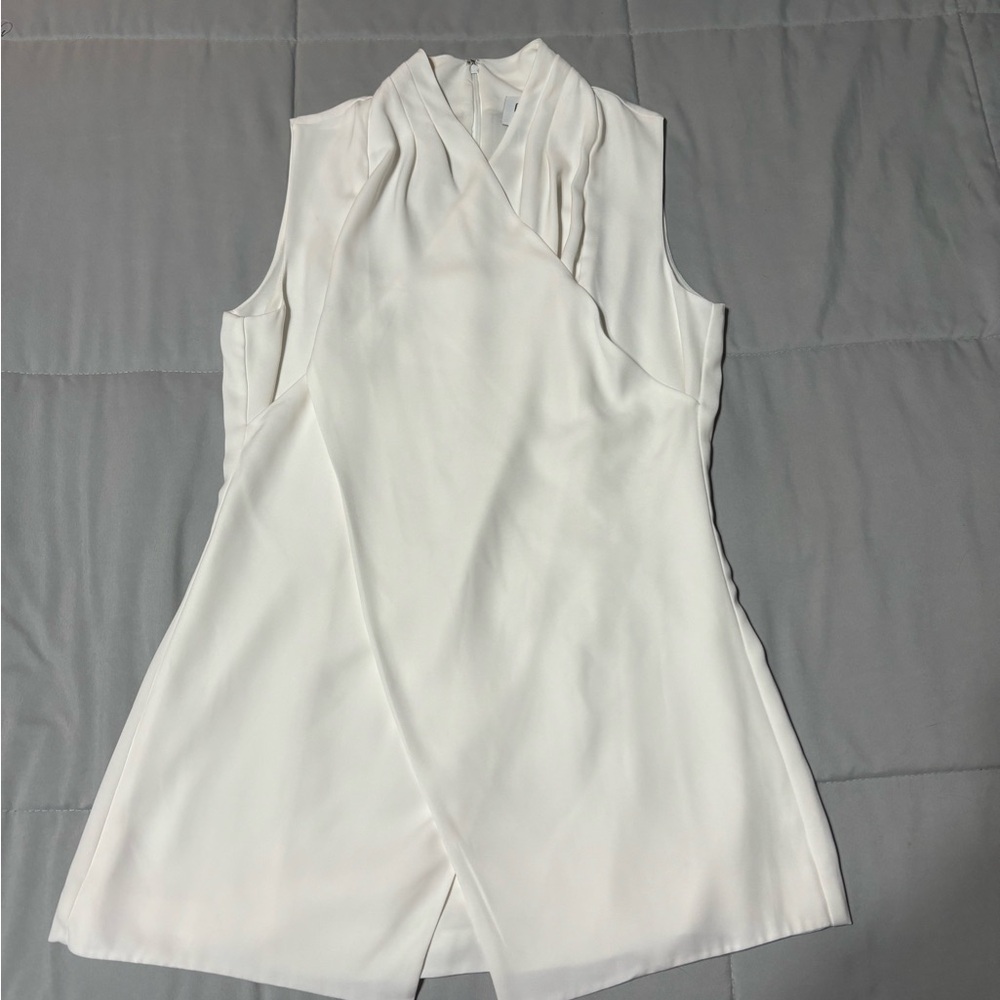 CAbi Cream Sleeveless Wrap Blouse